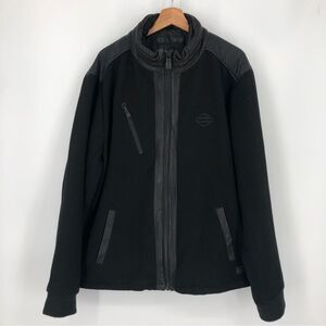 Harley Davidson Mens 2X Wool Goatskin‎ Black Slim Fit Varsity Style Jacket Coat